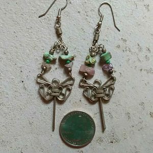 Handwraped boho earrings with turquoise/amethyst